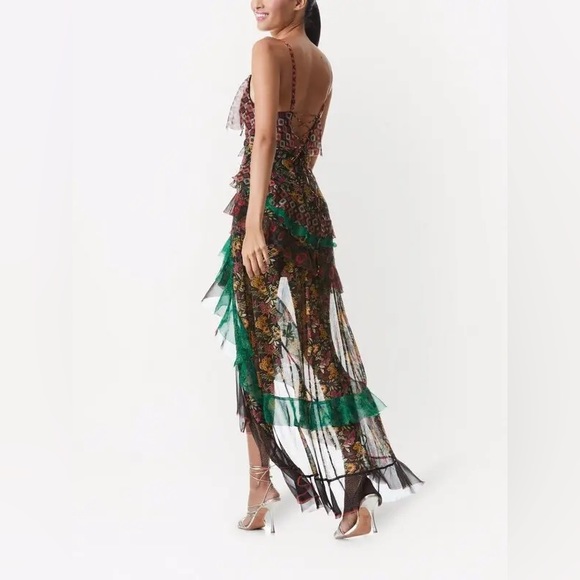 LIKE NEW ALICE + OLIVIA Laverne Asymmetric Ruffled Dress 0-2 Extra Small Floral - Picture 5 of 13